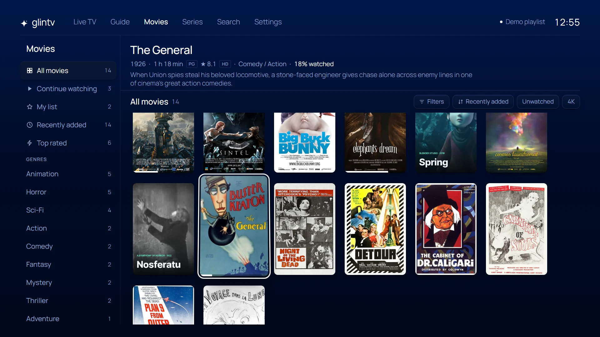 glintv in the Console Blue theme